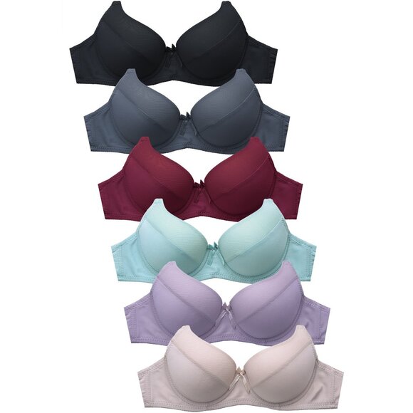 PACK OF 6 Women's Sofra Full Coverage Underwire Mesh Detail Bras (BR445P) - Picture 1 of 4